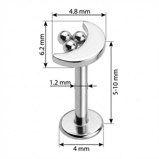 Titan Labret Mondsichel Mit Drei Kugeln Innengewinde
