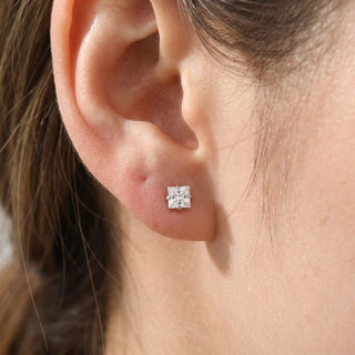 Titanium Earring Square Cut Zirconia