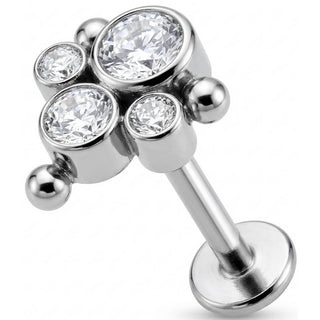 Titan Labret Kristall Trio mit Kugeln Innengewinde