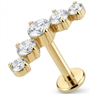 Titan Labret Geschwungener Bogen mit fünf Kristallen Innengewinde