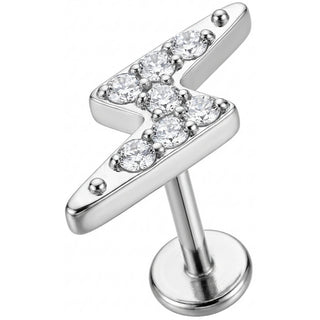 Titan Labret Blitz mit klaren Kristallen Innengewinde