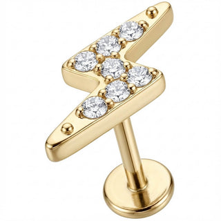 Titan Labret Blitz mit klaren Kristallen Innengewinde