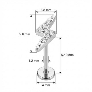 Titan Labret Blitz mit klaren Kristallen Innengewinde