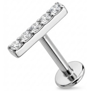 Titan Labret Stab mit fünf Kristallen Innengewinde