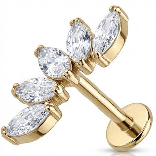 Titan Labret Fünf Marquise Steine Bogen Innengewinde