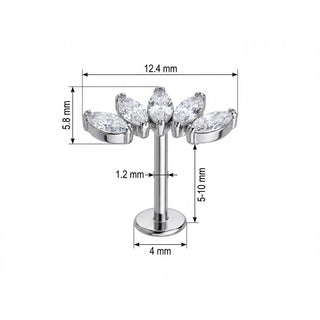 Titan Labret Fünf Marquise Steine Bogen Innengewinde