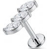 Titan Labret Dreifacher Marquise Kristall Bogen Innengewinde