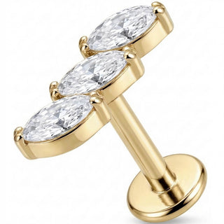 Titan Labret Dreifacher Marquise Kristall Bogen Innengewinde