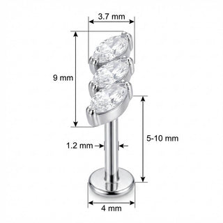 Titan Labret Dreifacher Marquise Kristall Bogen Innengewinde