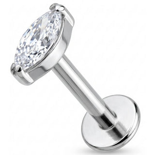 Titan Labret Klarer Kristall im Marquise-Schliff Innengewinde