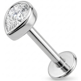 Titan Labret Tropfen Kristall in Zargenfassung Innengewinde