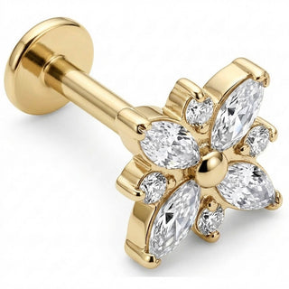 Titan Labret Marquise Kristall Blume Blüte Innengewinde