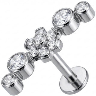 Titan Labret Kristall Blume Bogen Cluster Innengewinde