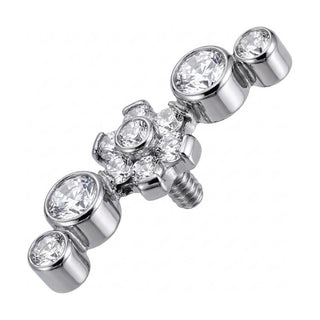 Titanium Top Zircon Flower Cluster Garland Internally Threaded