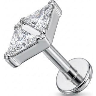 Titan Labret Doppel Dreieck Kristall Schleife Innengewinde