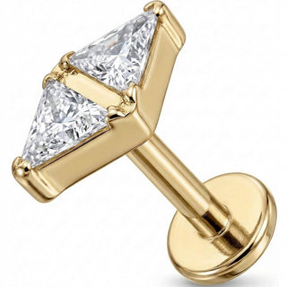 Titan Labret Doppel Dreieck Kristall Schleife Innengewinde