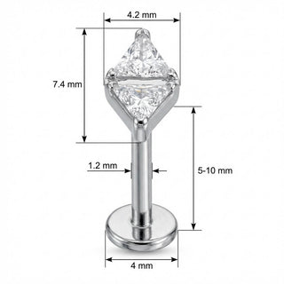 Titan Labret Doppel Dreieck Kristall Schleife Innengewinde