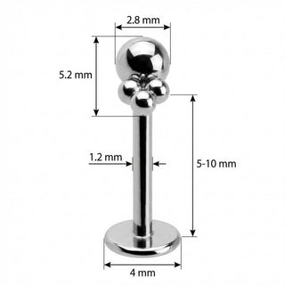 Titan Labret Kugel Mit Dreier Cluster Innengewinde
