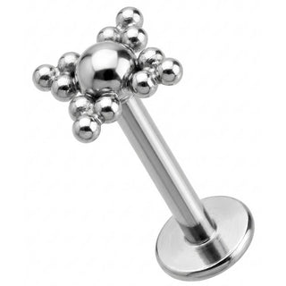 Titan Labret Perlenkreuz Cluster Design Innengewinde