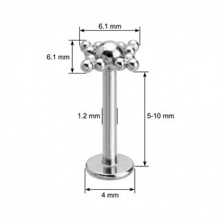 Titan Labret Perlenkreuz Cluster Design Innengewinde
