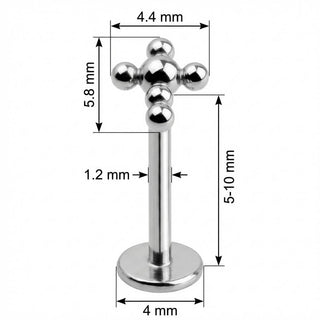 Titan Labret Kugel Kreuz Cluster Design Innengewinde