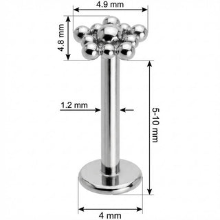 Titan Labret Rhombus Kugel Cluster Aufsatz Innengewinde
