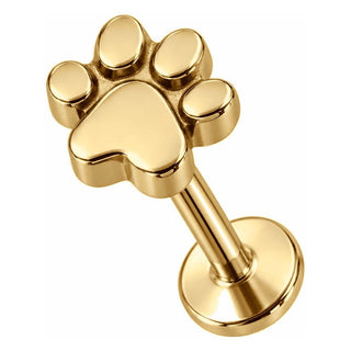 Titanium Labret Little Animal Paw Print Internally Threaded