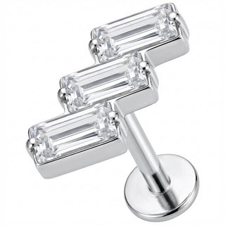 Titan Labret Drei Baguette Kristall Stufen Innengewinde