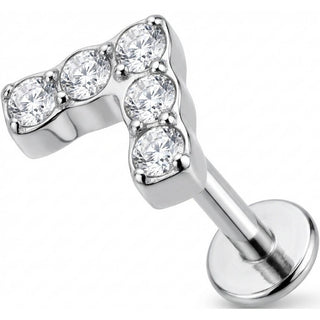 Titan Labret Kristallbesetzter Blitz Innengewinde