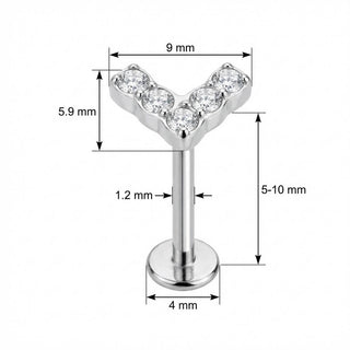 Titan Labret Kristallbesetzter Blitz Innengewinde