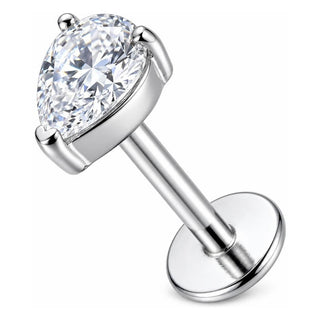 Titanium Labret Teardrop Shaped Zirconia Internally Threaded