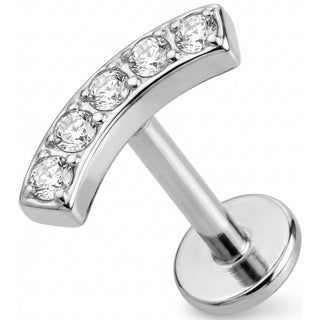 Titan Labret Gebogener Bogen Mit Fünf Kristallen Innengewinde