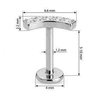 Titan Labret Gebogener Bogen Mit Fünf Kristallen Innengewinde