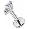 Titanium Labret Clear Rhombus Crystal Top Internally Threaded