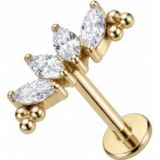 Titan Labret Marquise Kristall Bogen Mit Kugeln Innengewinde