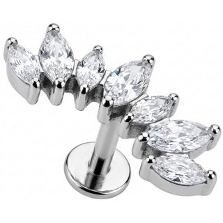 Titan Labret Geschwungener Marquise Kristall Bogen Innengewinde