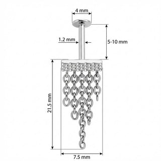 Titan Labret Texturierter Stab Mit Kaskadierenden Ketten Innengewinde