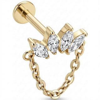 Titan Labret Marquise Bogen mit hängender Kette Innengewinde