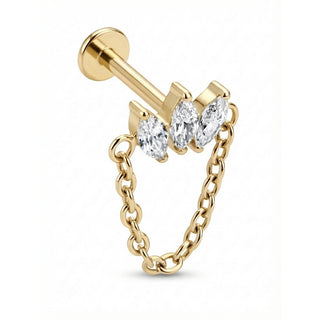 Titan Labret Marquise Cluster Mit Hängender Kette Innengewinde
