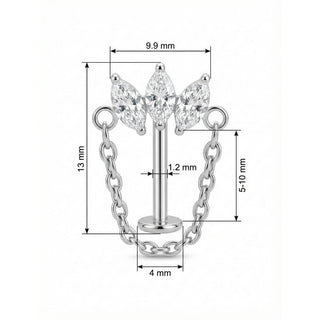Titan Labret Marquise Cluster Mit Hängender Kette Innengewinde