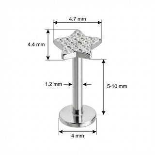 Titan Labret Gehämmerter Stern Aufsatz Innengewinde