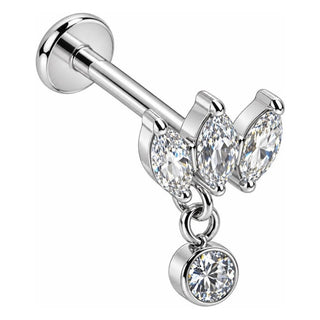 Titanium Labret Marquise Fan With Round Dangle Internally Threaded