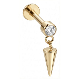Titan Labret Kristall mit hängendem Kegel Innengewinde