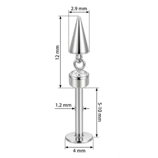 Titan Labret Kristall mit hängendem Kegel Innengewinde