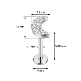 Titan Labret Halbmond mit funkelnden Kristallen Innengewinde