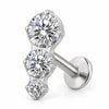 Titanium Labret Triple Zirconia Cascade Internally Threaded