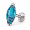 Titanium Labret Marquise Turquoise Natural Stone Internally Threaded