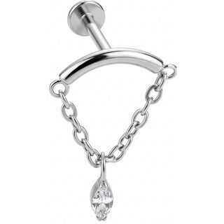 Titan Labret Bogen mit Kette und Kristall Innengewinde