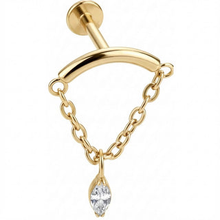 Titan Labret Bogen mit Kette und Kristall Innengewinde