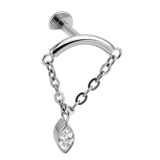 Titan Labret Gebogener Stab Ketten Marquise Kristall Innengewinde
